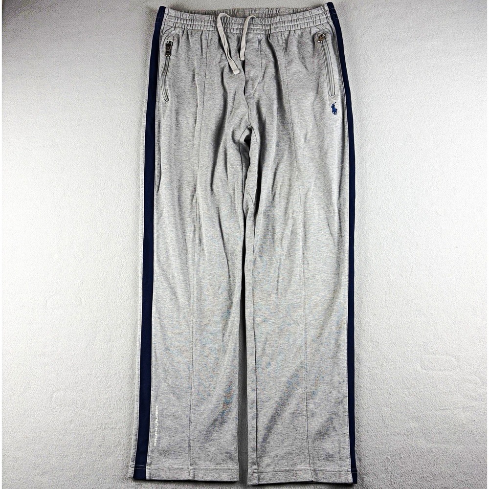 Polo Ralph Lauren Sweatpants Men's Large Gray Navy Side Stripe Zip Pockets